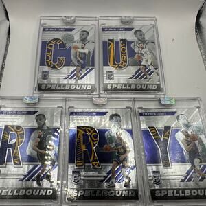Lot of 5 Stephen curry spellbound ART cards with warriors patch